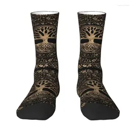 Men's Socks Cute Mens Tree Of Life Yggdrasil Runic Pattern Dress Unisex Warm Comfortable 3D Printed Viking Norse Symbol Crew