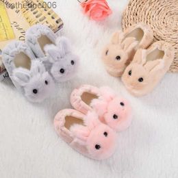 Slipper Baby Winter Slippers Children Boys Girls Cute Cartoon Rabbit Slipper Kids Indoor Fur Warm Shoes Child Home Floor ShoesL231114