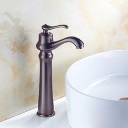 Bathroom Sink Faucets Antique Oil Rubbed Bronze Basin Faucet Red Copper Wash And Cold Brass Mixer Water Tap Retro