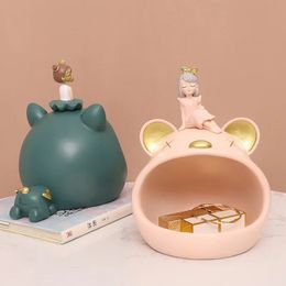 Decorative Objects Figurines Creative Resin Cartoon Cute Pet Storage Ornaments Living Room Porch Desktop Key Small Items Crafts Home 231114