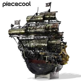 Other Toys Piececool 3D Metal Puzzle The Queen Anne's Revenge Jigsaw Pirate Ship DIY Model Building Kits Toys for Teens Brain TeaserL231114