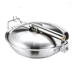 Decorative Figurines Frying Pan Tools Crockery For Tourism Stainless Steel Outdoor Camping Foldable Cooking Pot Cookware 4-5 Persons