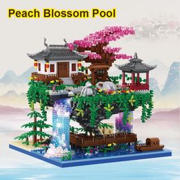 Blocks 3320Pcs Peach Blossom Pool Air Tree House Building Suzhou Garden DIY Assembly Bricks Toy LED Light Mini Diamond For Kid 231114