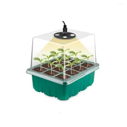 Grow Lights 12 Cells LED Light With Seedling Tray Plant Seed Starter Trays Indoor Greenhouse Propagator Growing Holes