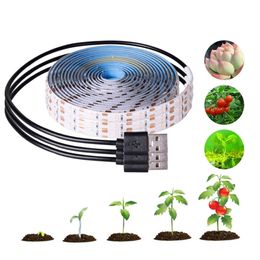 Grow Lights USB Phytolamps for Plants LED Plant Growth Light Strip 5V 2835 Chip 0.5m 1m 2m 3m for Hydroponic Greenhouse Seedlings Growth P230413