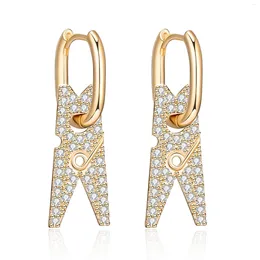 Dangle Earrings High Quality Gold Plated Scissors Drop For Women Wife Luxurious Cubic Zirconia Hoop Earring Wedding Party Jewellery 2023