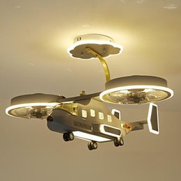 Ceiling Lights Aeroplane LED Fan For Boys Children Kids Room Lamparas De Teco Modern Lamp Baby Fans