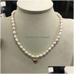 Pendant Necklaces Womens Classic Natural Pearl Romantic Heart Neck Chain Gorgeous Trendy Jewellery Korean Style Decorations Drop Deliv Dhnbb