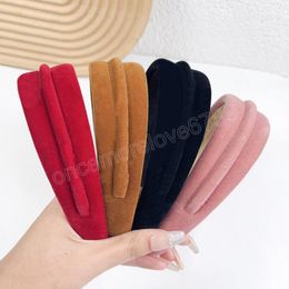 New Fashion Headband For Women Wide Side Flannelette Hairband For Adult Winter Solid Colour Casual Hair Accessories