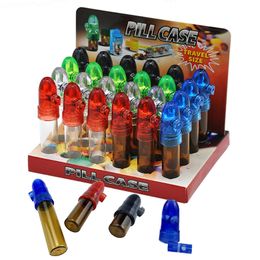 Glass Snuff Bullets Snorter Bottle Smoking Pipes Pill Case Containers Kit Portable Sniff Pocket Durable Snuffer Mix Colour 3 Sizes 53mm 67mm 82mm