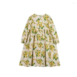 Girl Dresses 2023 Girls Vintage Floral Dress Baby Spring Kids Princess Clothes Cute Doll Korean #2500