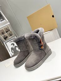Sheepskin Wool Integrated Snow Boots Women's Horn Buckle Series Snow Boots Flat Bottom Comfortable and Warm