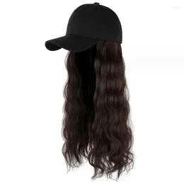 Ball Caps Mode Perücke Baseball Kappe Lange Synthetische Flauschige Wellenförmige Haar Perücken Bob Lockige Haarteile Einstellbar Für Frauen Mädchen