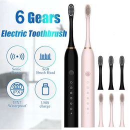 Toothbrush Sonic Electric Toothbrush Ultrasonic Automatic USB Rechargeable IPX7 Waterproof Toothbrush Replaceable Tooth Brush Head J189 231113