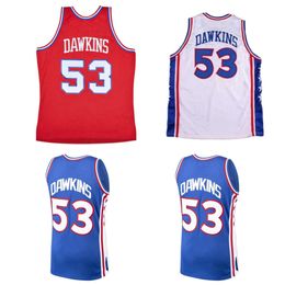 SL 1976-77 Darryl Dawkins 76erss Basketball Jersey Philadelphias Mitch and Ness Throwback Jerseys Blue Red White Size S-XXXL