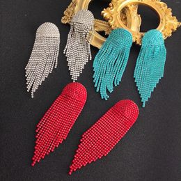 Dangle Earrings Dvacaman Trendy Long Colourful Crystal Tassel Drop For Women Shiny Prettiest Rhinestone Party Jewellery Wholesale