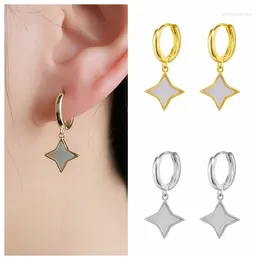 Hoop Earrings 925 Sterling Silver Needle Minimalist Star Pendant For Women Gold/Sliver Color Exquisite Fashion Jewelry