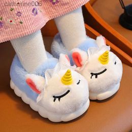 Slipper 2023 Children Winter Shoes Cartoon Princess Warm Plush Toddler Girls Slippers Design Anti Slip Soft Kids SlippersL231114