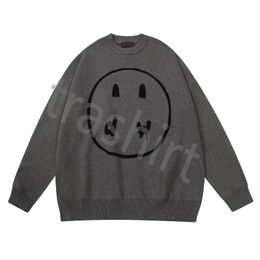 High quality Designers Yellow Man Retro Smiley Face Letters Print Sweatshirt Women's Tshirt Spring Trend Long Sleeve Top High Street sweater