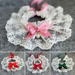 Dog Apparel Lace Bowknot Pet Scarf Cat Bib Collar Sweet Pearl Bell Pendant Neckerchief Kitten Puppy Saliva Towel Neck Strap Supplies