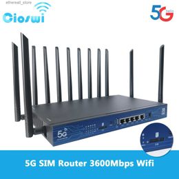 Routers Cioswi High Speed 5G Router SIM Card 3600Mbps WiFi 5G NR NSA Modem WIFI6 MESH Openwrt USB3.0 2.4G 5.8G 4T4R MU-MIMO Antenna Q231114