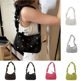 Evening Bags PU Leather Colour Rhinestone Underarm Bag Large Capacity Solid Girls Handbag Korean Style Summer Shoulder Shopping