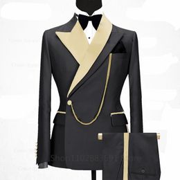 Men s Suits Blazers Luxury Fashion Men Slim fit Business Shiny Lapel Blazer 2 Pieces Evening Dinner Wedding Tuxedos Custom Jacket Pants Set 231114