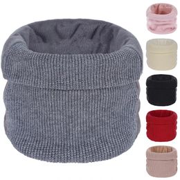 Scarves Winter Women's Scarf Warm Knitted Ring Thicken Fleece Full Face Cover Crochet Velvet Unisex Neck Shawl