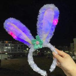 LED Light Fluffy headbands decoration for Women Girls Plush Rabbit Ear Headbands Gifts Easter Christmas Costume Headband Adults Party Supplies