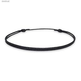 Beaded 2pcs/set Black Cord Bracelet for Men String Adjustable Bracelet for Women Unisex Adult Waterproof Nylon Cord Surfer Father DayL24213