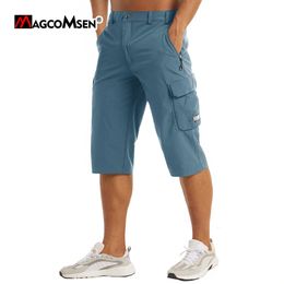 Mens Shorts MAGCOMSEN Mens Quick Dry 34 Short Pants Lightweight Quick Dry Summer Shorts for Hiking Fishing Multipocket Cargo Shorts 230413