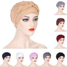 Diamonds Ladies Muslim Hijab Turban Braids Beanies Indian Chemo Cap Head Wrap Scarf Hair Loss Hat Cover Bonnet Femme Cancer Caps