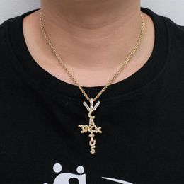 Hip hop Shiny Cuban chain necklace Ice Chain Punk Cross Pendant full of diamond zircon dance jewelry gifts for men and women