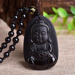 Pendant Necklaces Jade Necklace Natural Obsidian Stone Women's Jewelry Fine