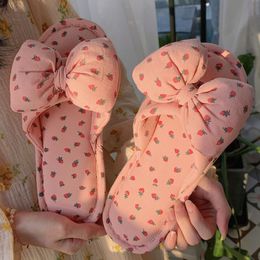 GAI Female Summer Sandals Strawberry Print Women Slippers Butterfly Knot Slides Home Outdoor Flip Flops Causal Footwear Shoes 230414 GAI