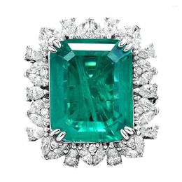 Cluster Rings Shop 925 Sterling Silver 9CT Emerald High Carbon Diamonds Gemstone Anniversary Vintage Ring For Women Fine Jewellery Gifts