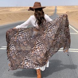 Scarves 2023 Spring And Summer Luxury Brown Ladies Wild Leopard Scarf Female Long Shawl Thin Fashionable