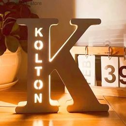 Night Lights Baby Custom Name Alphabet Night Light Wood Decoration Bedside Lamp Led Wall Lamp Letter Personalized Gift for Kids Birthday Q231114