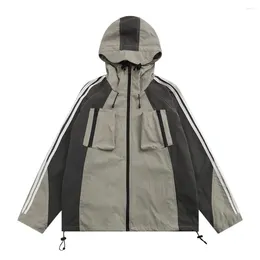 Men's Jackets Nylon Waterproof Windbreakers Raincoat Pockets Design Y2k Men Trench Coats Zip Up Hoodies Streetwear Autumn Winter 2023