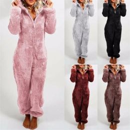 Family Matching Outfits Family Christmas Pajamas Winter Warm Thicken Pyjamas Mother Daughter Hooded Jumpsuits Mom Girls Onesies Family Fleece Sleepwear 231113