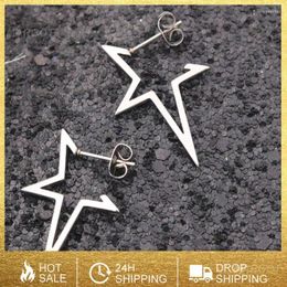 Stud Earrings Women Earings Metal Simple Jewelry Star Pentagram Exaggerated Fashion Hollow