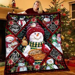 Blankets Christmas Flannel Throw Blanket Merry Christmas Soft Gift Blanket Home Decoration Sofa Blanket Bedding Living Room Lightweight 231113