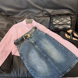 Summe jeans skirt Luxury Vestidos Largos jacket round neck luxury brand Elegantes Senior Stylist Street Style Casual Skirt organic cotton denim fabric sportswear