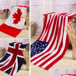 Carpets 100% Cotton Beach Towel Drying Washcloth Swimwear Shower Towels Usa Uk Canada Flag Dollar Design Bath Drop Delivery Home Garde Dh9Ri