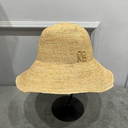 Wide Brim Hats Raffi Straw Hat For Women Sunhat Summer Sun Protection Beach Large Foldable Female