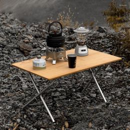 Camp Furniture Camping Bamboo Folding Table Multifunctional Portable Easy Storage Outdoor Dining