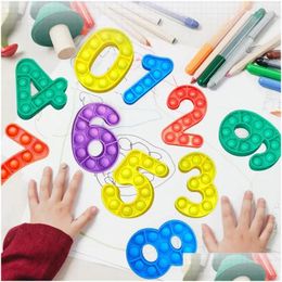 Decompression Toy Number 09 Push Bubble Autism Fidgets Toys Antistress Soft Sensory Gifts Reusable Squeeze Stress Reliever Board Gam Dhs6F