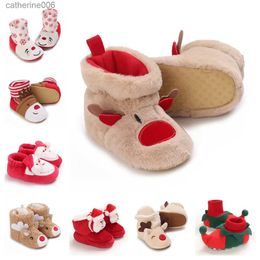 Slipper Infant Newborn Booties Santa Foot Socks Baby Christmas Boots Lovely Snowflake Santa Design Winter Warm Slippers Anti-Slip ShoesL231114