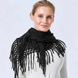 Scarves Triangular Fringed Woolen Yarn Scarf Hollow-out Fashion Female Women Tassel Shawls And