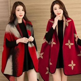 Womens Cape Imitation Cashmere Double Sided Dual Purpose Shawl Thickened Warmth Oversized Scarf for Style Poncho Leisure Fashion P5 231113